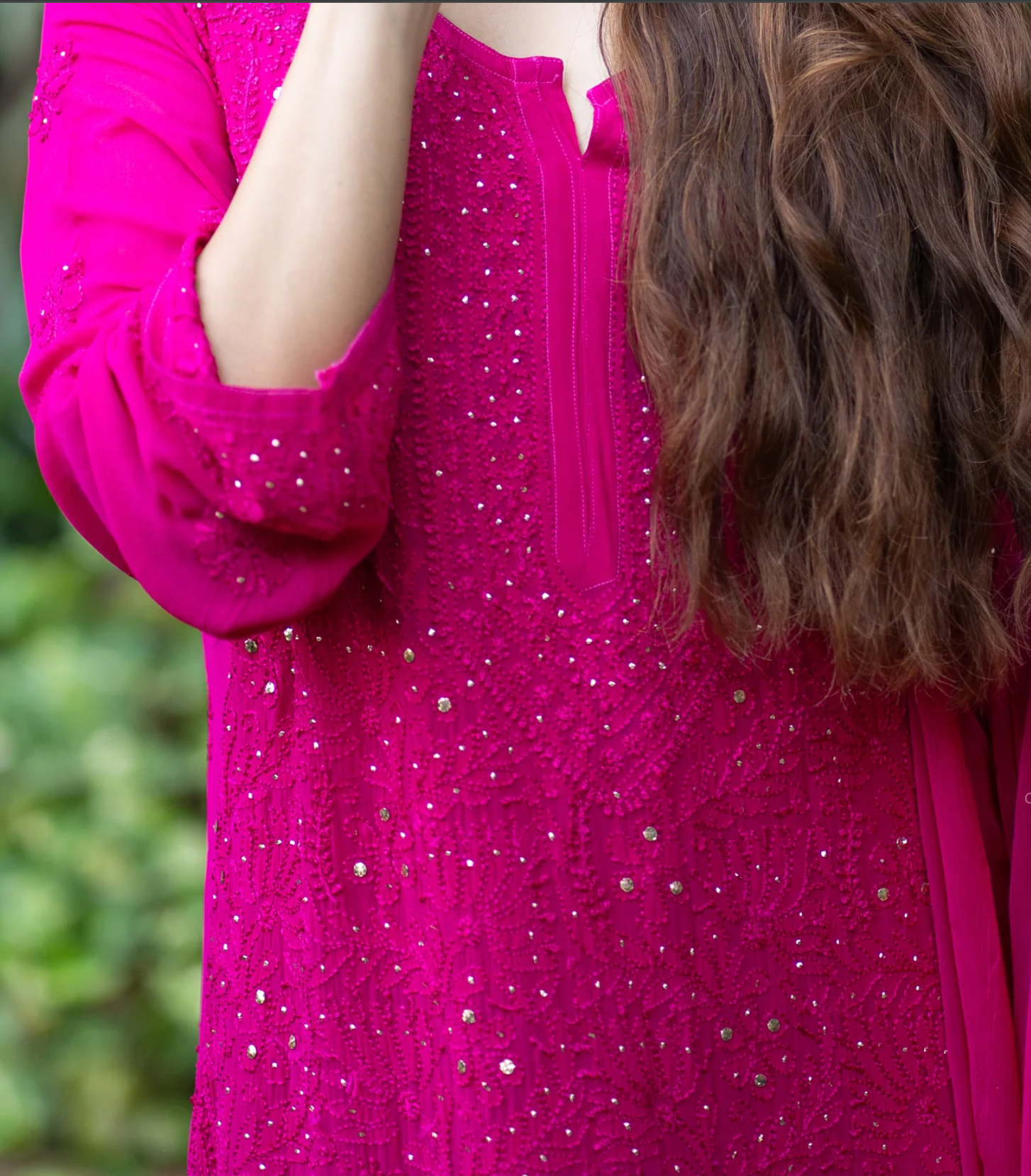 Exquisite Georgette Chikankari Suit set with Mukaish work