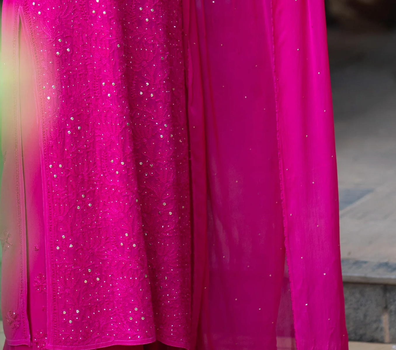 Exquisite Georgette Chikankari Suit set with Mukaish work