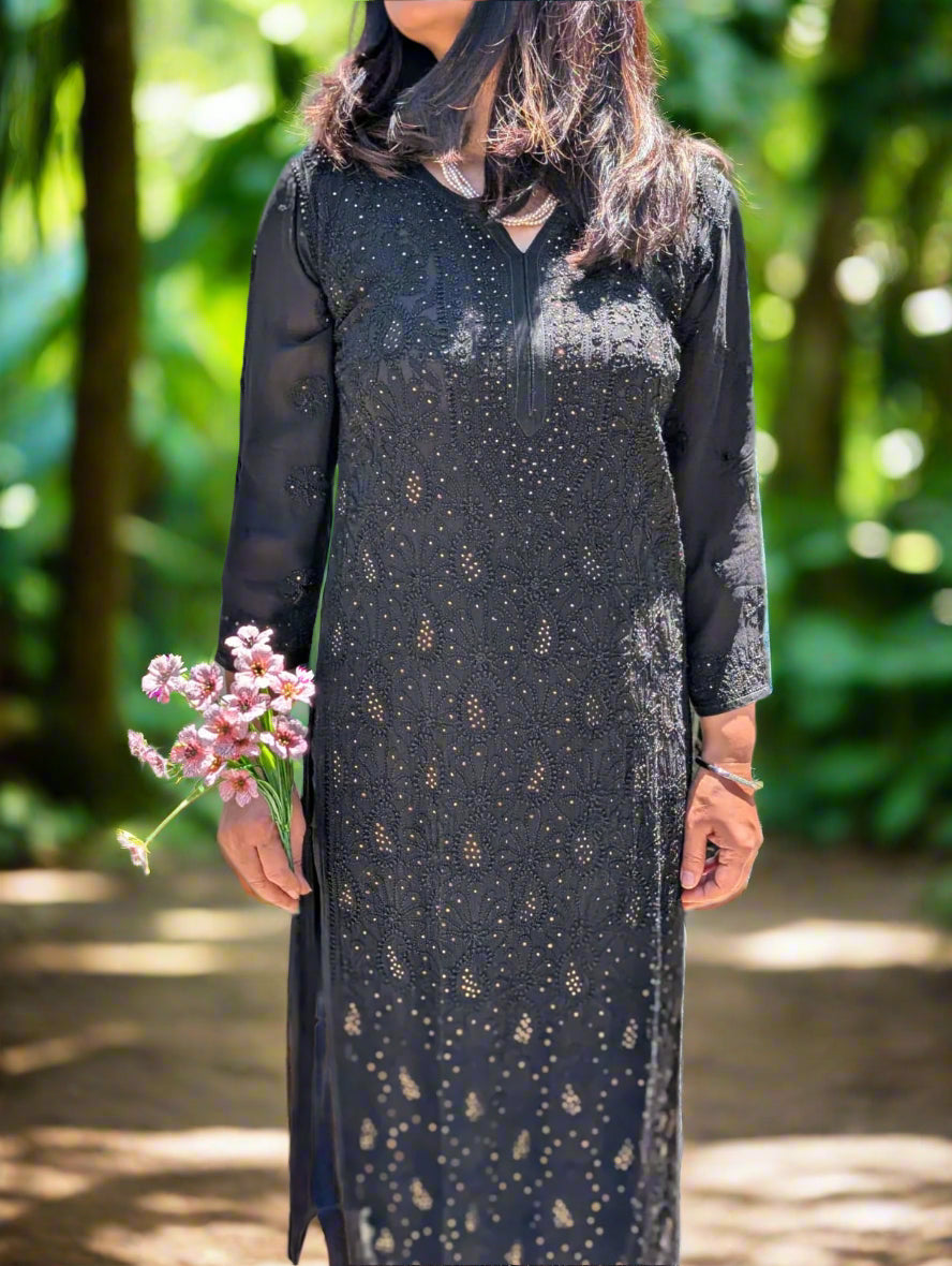 Black Chikankari Kurta