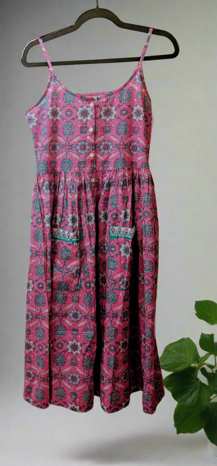Pink and blue patterned cotton sundress