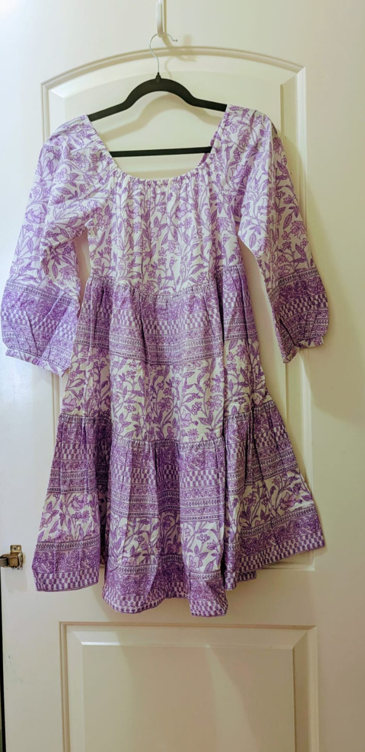 Delightful lavender block print Dress
