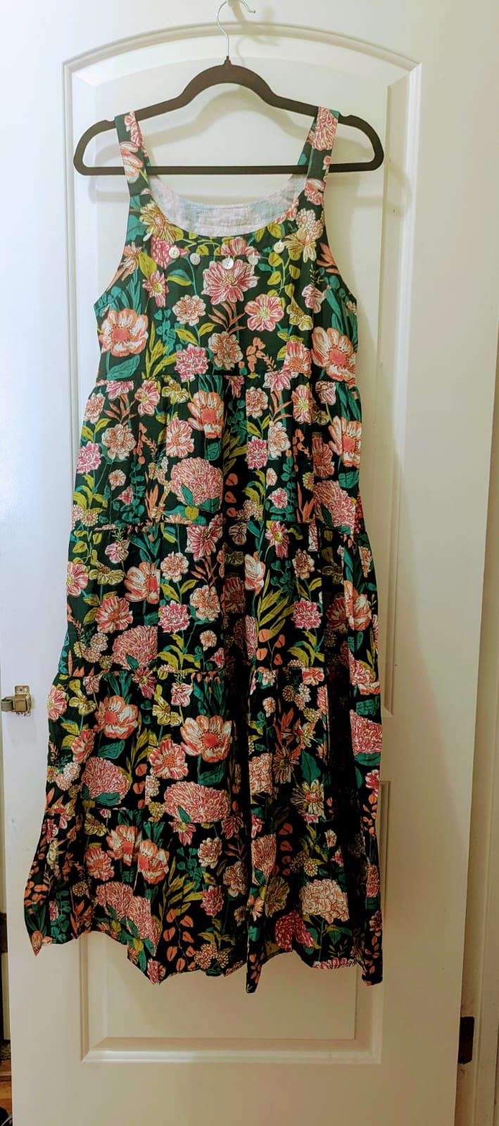 Garden-inspired floral print maxi dress