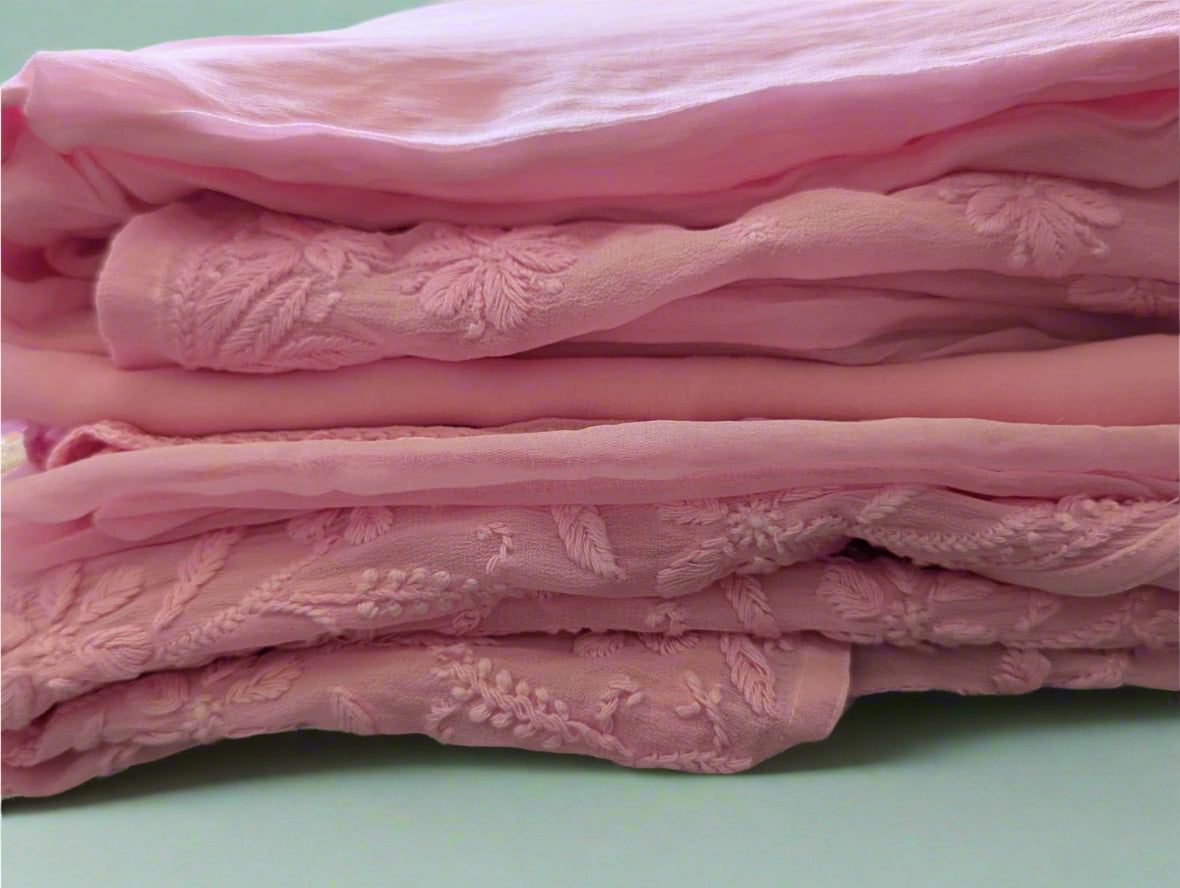 Candy Pink spaghetti strap Chikankari suit set
