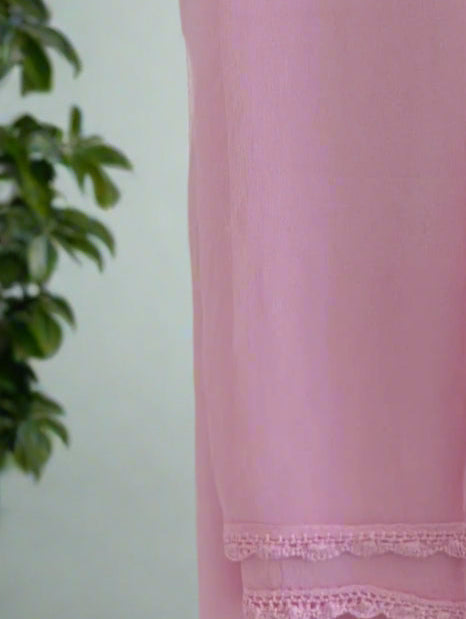 Candy Pink spaghetti strap Chikankari suit set