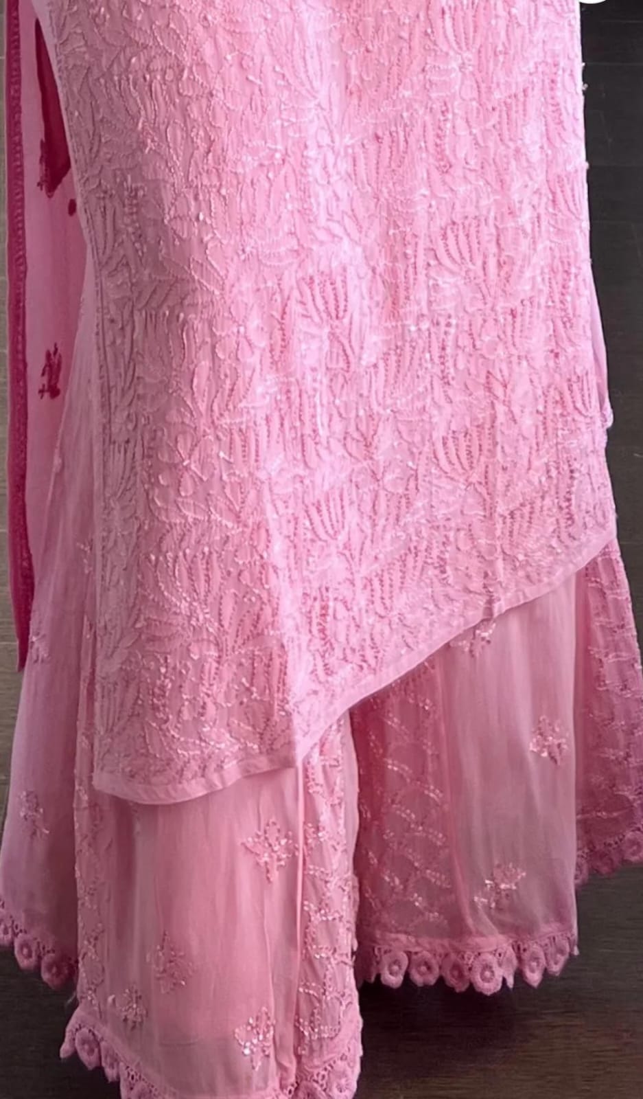 Exquisite Georgette Chikankari Suit set with Mukaish work