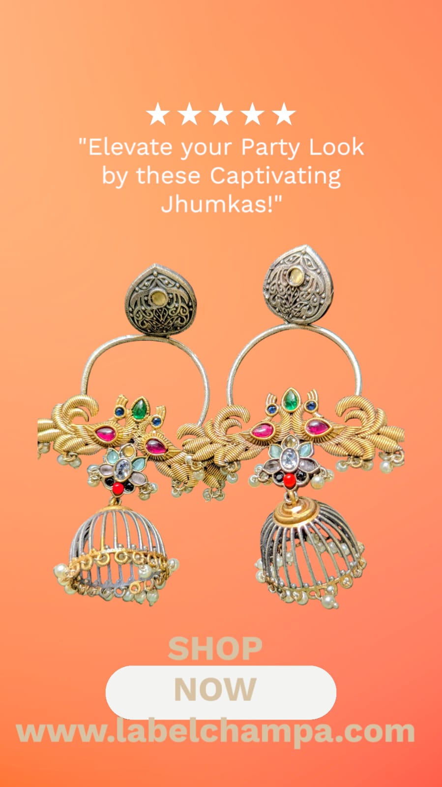 Dual-Tone Peacock Jhumkas!
