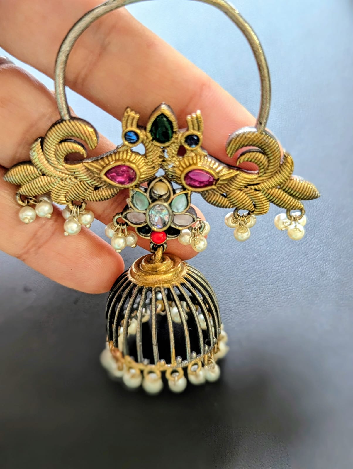 Dual-Tone Peacock Jhumkas!